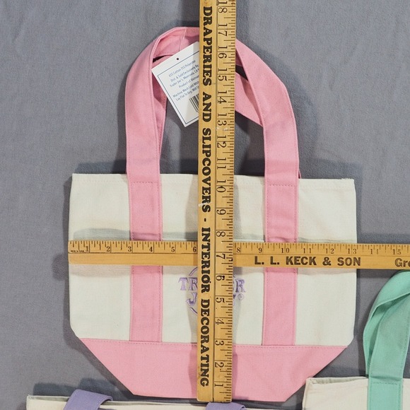 Trader Joes Canvas Mini Tote Bag Set 4 Spring Colors 2025 Reusable Shopping Lot - Picture 4 of 6